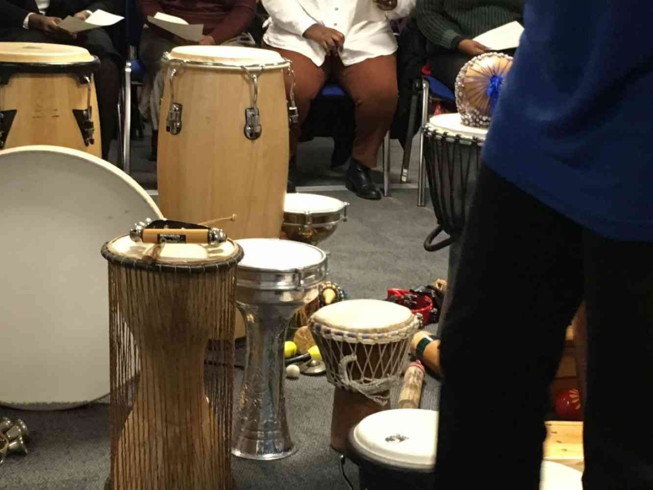 preparing for drumming - workshop on leadership