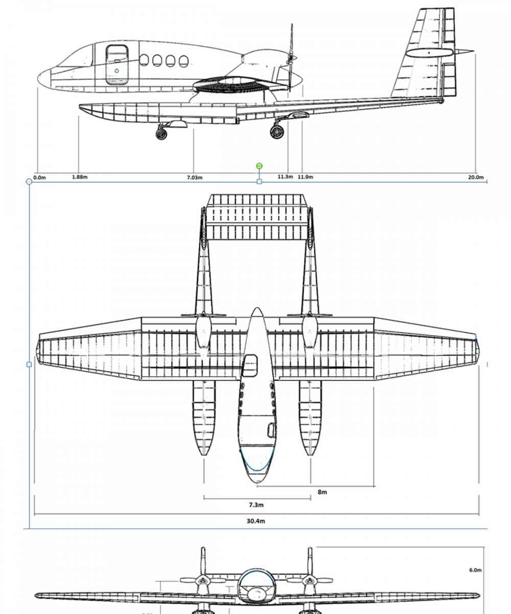 3 view diagram of the finished model