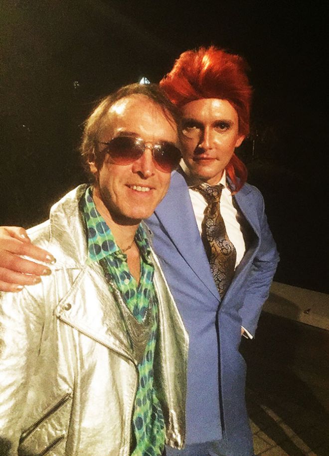 A picture of Bowie superfan Indie Brindie with Professor Will Brooker