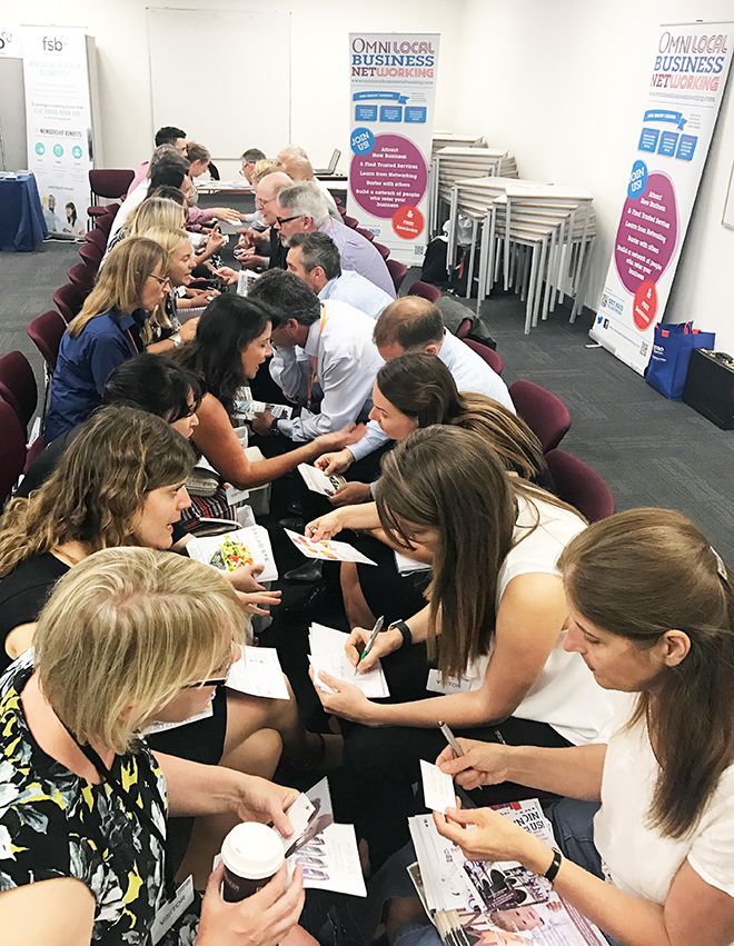 An image of people taking part in a speed networking event