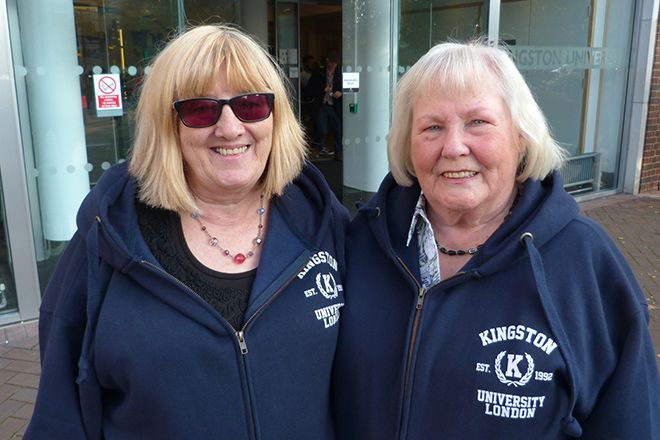 Writing chums Hilary Chalkly and Carol Marshall have embraced campus life at Kingston University
