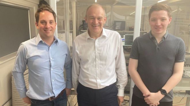 Left to right: Dr Ben Kieniewicz, Sir Ed Davey and Bertie Kemp