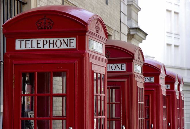 Row of telephone boxes, which are a Kingston upon Thames landmark