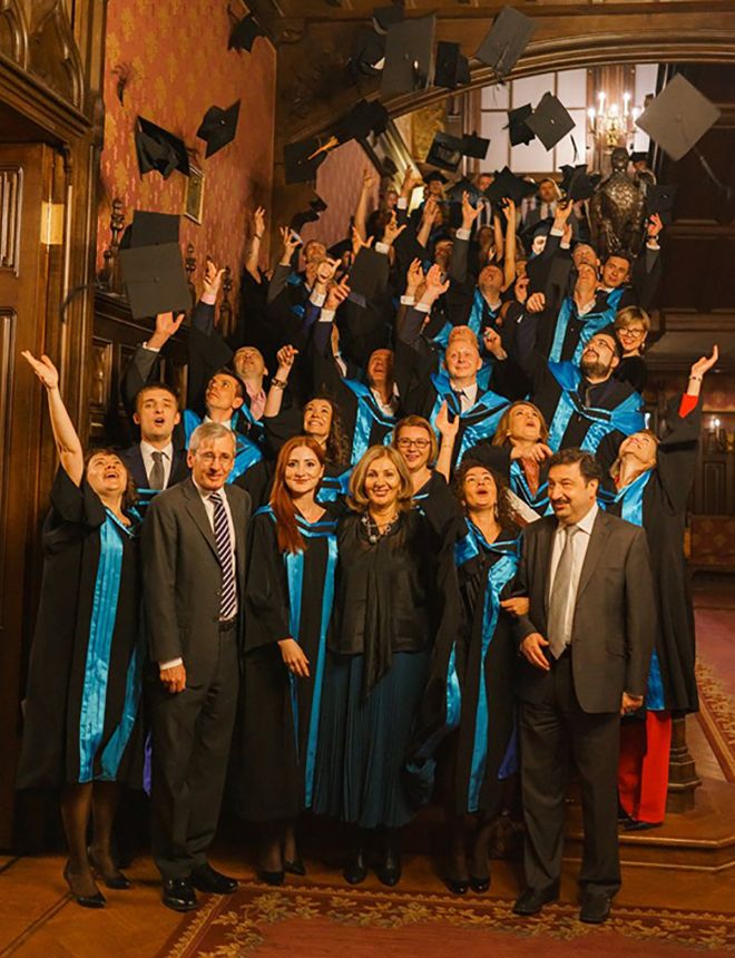 Graduates of Kingston University\\\'s MBA in Moscow at the home of the British Ambassador.