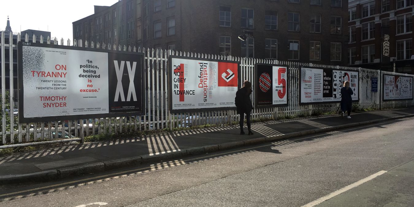 The posters were displayed along Leonard Street in Shoreditch, east London.