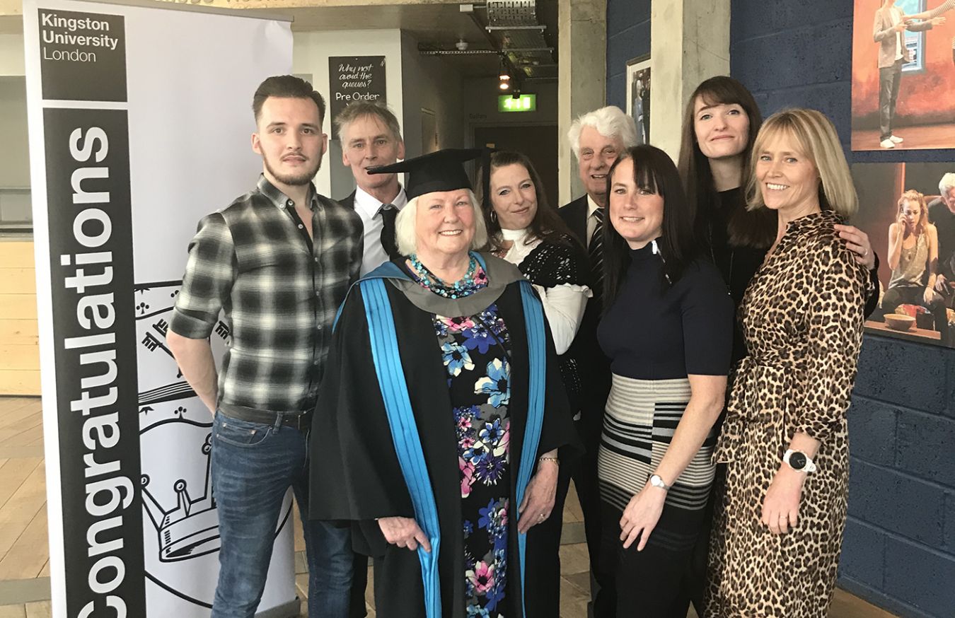 Hilary Chalkly with her family at her graduation ceremony