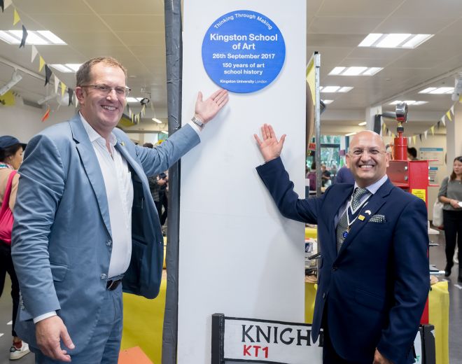 Kingston University Vice-Chancellor, Steven Spier and Former Kingston upon Thames Mayor Roy Arora officially open Kingston School of Art