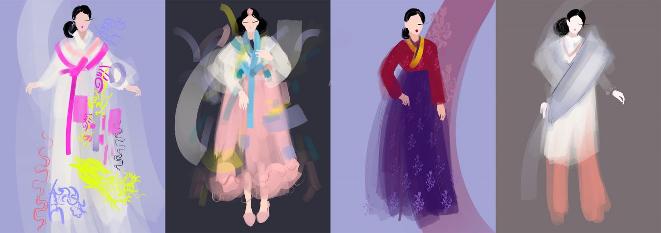 The Hanbok created were captured in these stunning illustrations by Erasmus student Nataliya Grimberg.