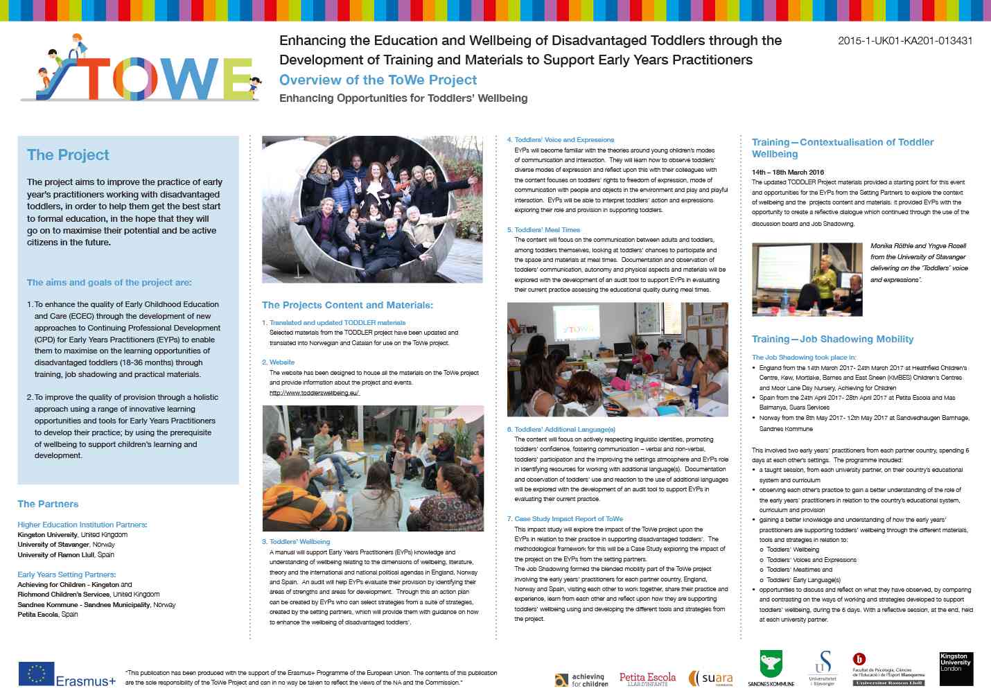 Poster providing an Overview of the ToWe Project - This poster is an information poster providing an overview of the ToWe Project.  It was presented at the ToWe Project's International Workshop/Conference on the 16th March 2018 https://www.toddlerswellbeing.co.uk/