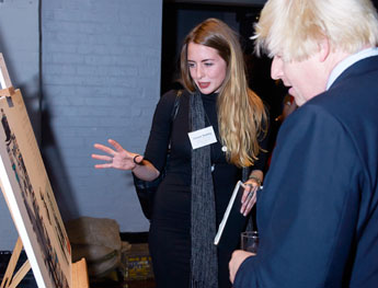Fashion student Stefanie Tschirky talks London Mayor Boris Johnson through her work.