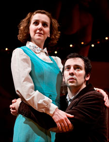 Ralf Little and Rebecca Johnson on stage at the Rose theatre in A Day in the Death of Joe Egg. Photo: Simon Annand