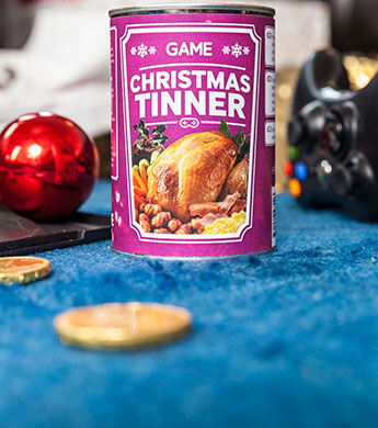 Graphic design student Chris Godfery has cooked up the concept for a Christmas dinner in a tin to satisfy hungry games enthusiasts.