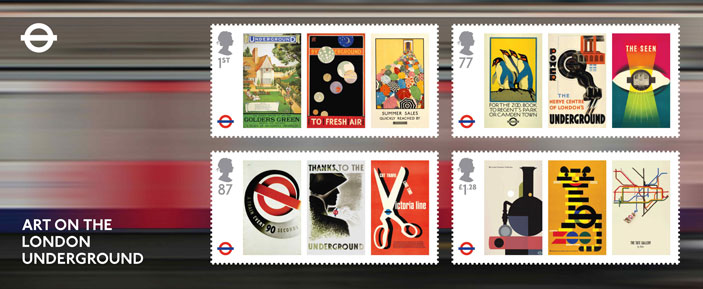 The art work of the London Underground features on a special set of stamps released by Royal Mail.