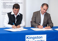 Dr Achyuta Samanta (left), Founder of the KIIT and the Kalinga Institute of Social Studies and Kingston Vice-Chancellor Professor Julius Weinberg hope the new agreement will lead to opportunities for students from India and from the United Kingdom to learn from each other.