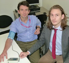 Dr Mark Carew (left) and third year pharmacy student David Kolosic.