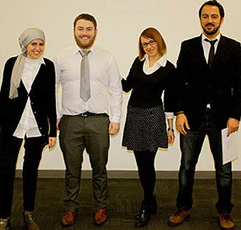 The students involved in the research were (l-r) Sarah Abuzeid, Ciaren Lawless, Ksenia Agapova and Cihan Negiz