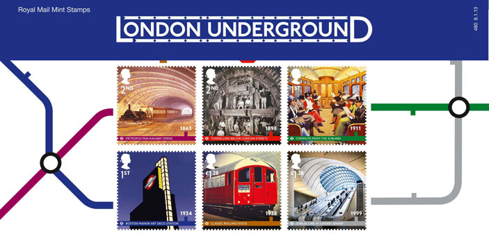 Royal Mail has issued a set of ten stamps using iconic images from London Underground's history.