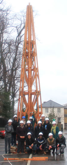 A replica of the Salisbury Spire as made by Kingston University architecture students.