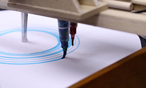 The film The Opera Machine, by illustration animation student Doug Hindson, features a device that uses ink brushes to translate the vocals of la bohème onto a piece of paper placed on a record turntable.