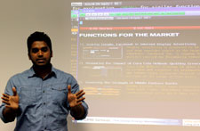 PhD student John Pereira, pictured right, said it was really useful to be familiar with the technology used by traders.
