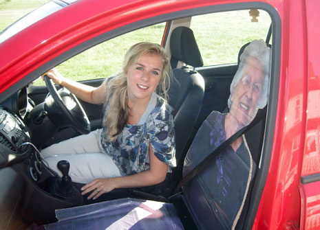 Mollie Courtenay created a carboard cut-out of her gran as part of a package of road safety measures aimed at young driivers.