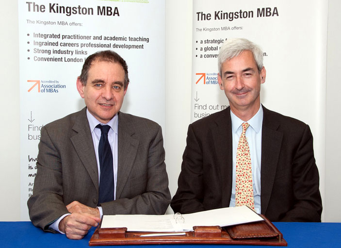 Kingston University Vice-Chancellor Professor Julius Weinberg, left, and James Pitman of Study Group say the new course will allow people to achieve an MBA delivered by a leading business school.
