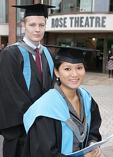 Science graduates, Gareth Clubb and Vanezza Zabert were awarded their degrees in a ceremony at the Rose Theatre