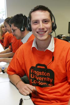 Kingston University Clearing hotline operator Shaun Walker gets ready to offer help and advice.