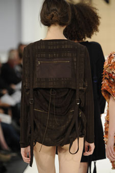 Grace Melville fitted the backs of some of her outfits with zips and long straps reminiscent of rucksacks