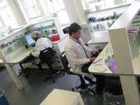 Students at the dispensing stations in the Â£420,000 facility at the Faculty of Science.