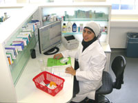 Science student Roohil Yusuf at work in the new Pharmacy Practice Laboratory. 