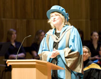 Shelley Page enthralled the audience at the Faculty of Art, Design and Architecture graduation ceremony with tales of her rise through the animation industry.