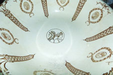 In a break from tradition, the design of this Austrian washing bowl features a couple facing away from each other.