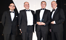 Alan Rayner, second left, collects the Independent Healthcare Award for Best Medical Practice with consultant cardiologist Dr Cliff Bucknall, second right, from author and broadcaster Gyles Brandreth, far right, and Dr Jean-Jacques de Gorter (Spire Healthcare), far left.