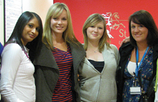 After the filming actress Amanda Holden spent time chatting with the students in the coffee bar