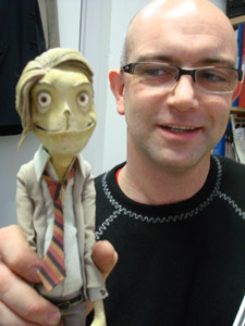 Andy Gent with one of the many puppets he has created over the years.