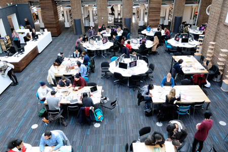 The new centre is a conversion of a former courtyard in a 1930s quadrangle – the space is light and airy and ideal for individual or group work.