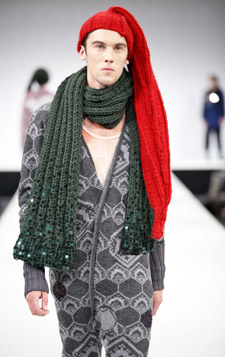 David Stoneman Merret's collection included knitted sleep suits and chunky scarves and hats.
