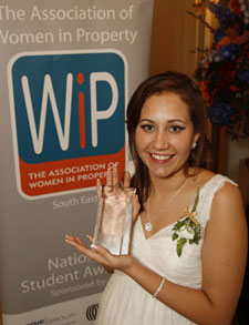 Elsie North of Kingston University collects Women in Property’s National Student Award.