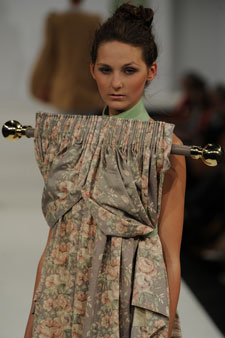 One of Alice Maughan's dresses was made from vintage curtains complete with a curtain pole.