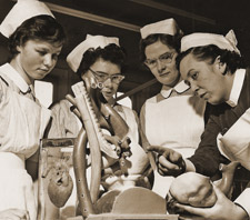 A group of nurses training St George's Hospital. 