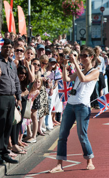 Crowds turned out in their hundreds to catch a glimpse of the Olympic torch.