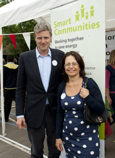 Zac Goldsmith with Smart Communities project leader Dr Ruth Rettie from Kingston University’s Business School.
