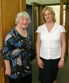 Dr Phillips (right) discussed how far women in politics had progressed during the past century with Baroness Shirley Williams at a talk in Richmond on 27 May.