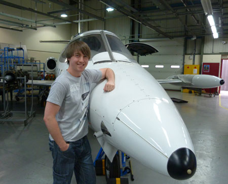 A Learjet is among the equipment that Dominic Marley will be working on during his degree studies.