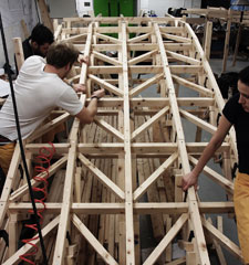 The students at the University's Knights Park campus had 10 days to recreate the 1:3 scale version of part of the Kintaikyo Bridge in western Japan.