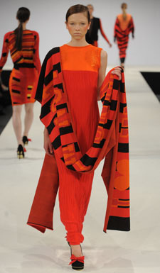 An over-sized scarf was emblazoned with Lucy Hammond's collection theme. 