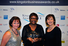Photo from left to right: Denise Cooper, KU with Gloria Ssali and Debbie Camp, both from YMCA London South West.